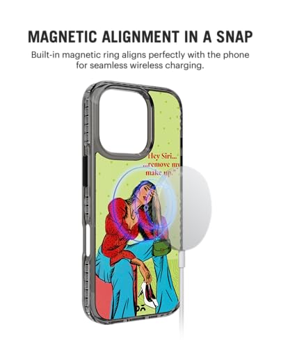 Image of DailyObjects Hey Siri Stride 2.0 Magnetic Case Cover Compatible with iPhone 16 Pro Max | Wireless Charging Slim Back Cover | 2 Layer Edge Protection & Shockproof