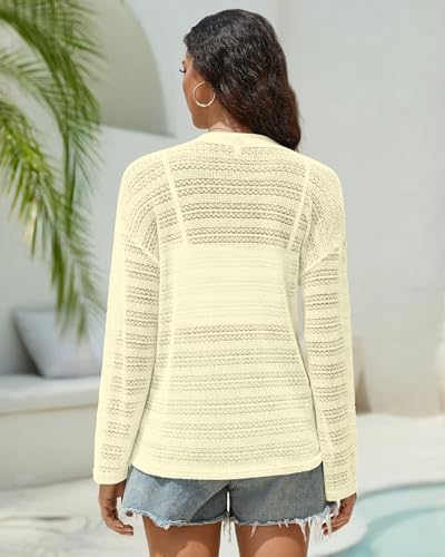MISFAY Womens Summer Crochet Cardigan Sweaters Lightweight Kimono Coverups — view 4