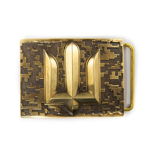 Belt buckle Ukrainian Armed Forces, Handmade solid brass belt buckle, military tident, camouflage, art Ukrainian trident