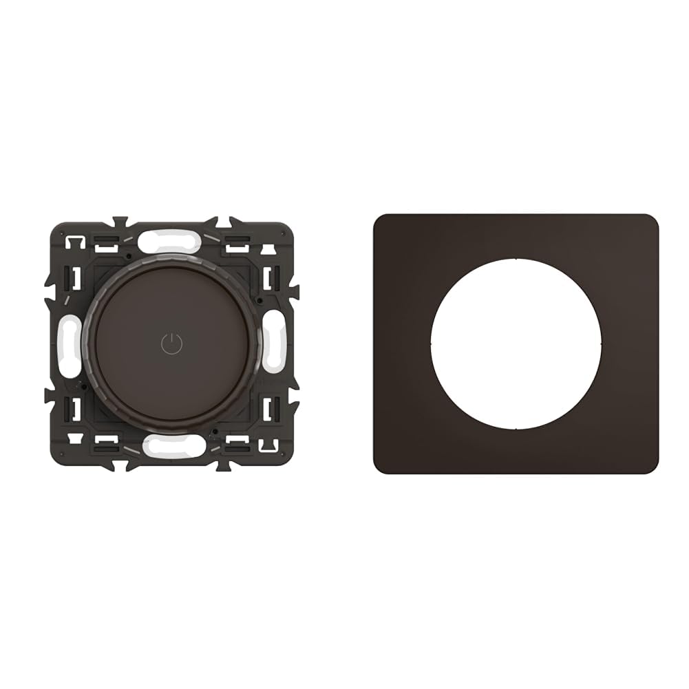 LEGRAND - Variateur avec bague rotative 200W LED Céliane - enjoliveur Noir et support avec Plaque Céliane 1 poste - Noir Mat emballage GD