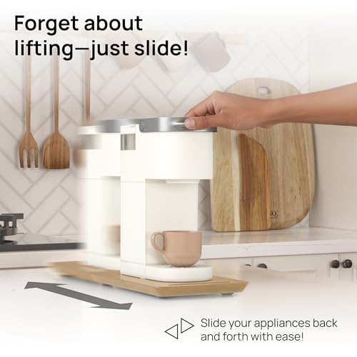 Ibyx Elegant Sliding Tray for Your Coffee Maker & Heavy Kitchen Appliances - Sturdy, Slides Easily from Under The Cabinet (Natural, 7.5”W x 14.5”D)
