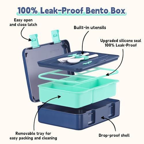 Image of rockpapa 5.5 Cups Bento Lunch Box for Kids, 5-Compartment, Rocket