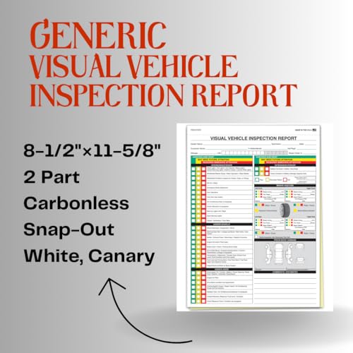 Visual Vehicle Inspection Report Forms - 2 Part Carbonless Auto Inspection Checklist Sheets - Multi Point Vehicle Checkup & Service Inspection Forms, Snap-Out White Canary 8.5 x 11 - Pack of 500