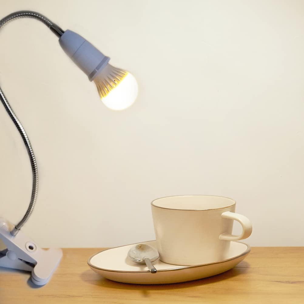 TIMESETL Lampe avec Pince E27 2Pcs Lampe de Bureau a Pince avec Interrupteur Flexible pour Lit Lampes de Table à Pinces, Lampes Spot Pinces, Réglable 360 ° Col de Cygne, Sans Ampoules