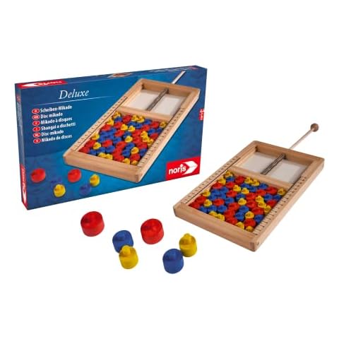 Noris 606101941 Deluxe Scheiben Mikado - Der etwas andere Spieleklassiker für Kinder ab 6 Jahren und Erwachsene mit Spielmaterial aus Holz Bunt Cover