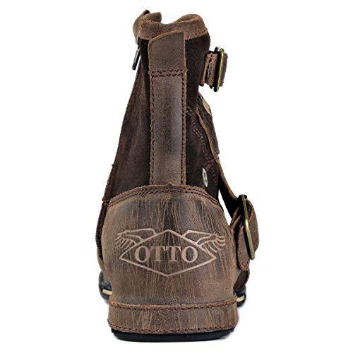 Image of OSSTONE Moto Boots for Men Fashion Zipper-up Leather Chukka Boots Casual Shoes Retro Style OS-5008-1-DA1B1