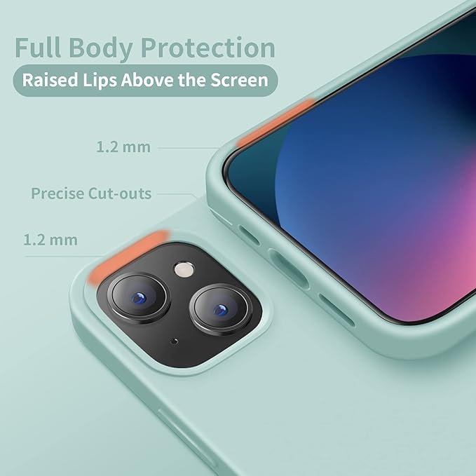 Image of Compatible with iPhone 15 Silicone Case, Slim Shockproof Protective Cover, Drop Protection and Camera Protection, MagSafe Compatible, Soft Microfiber Lining Inside (Seafoam)