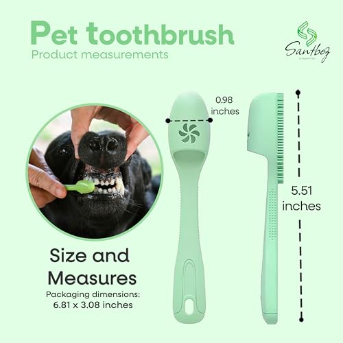 Image of Pet Toothbrush Silicone Finger with Storage Cup, Dog and Cat Tooth Brushing Dog Teething Toothbrush Teeth Cleaning, Toothbrushes Small and Large Pets. (Green)