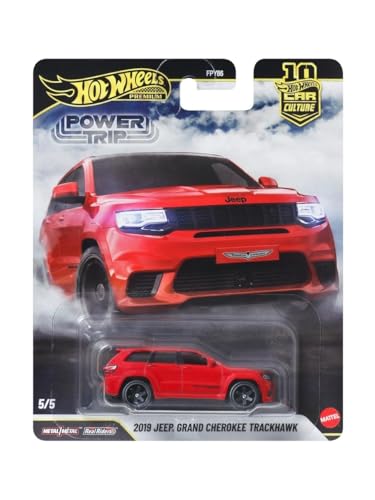 Image of Hot Wheels Premium Car Culture Collectible Toy Car, 1:64 Scale Die-Cast 2019 Jeep Grand Cherokee TRACKHAWK, Eurospeed Vehicle with Real Riders Tires
