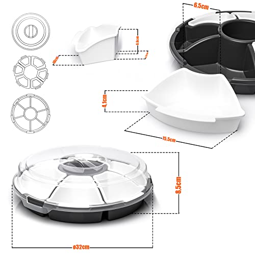 BigDean 2 Stück Snackbox mit Fächern 6 herausnehmbare Snackschalen Ø 33cm