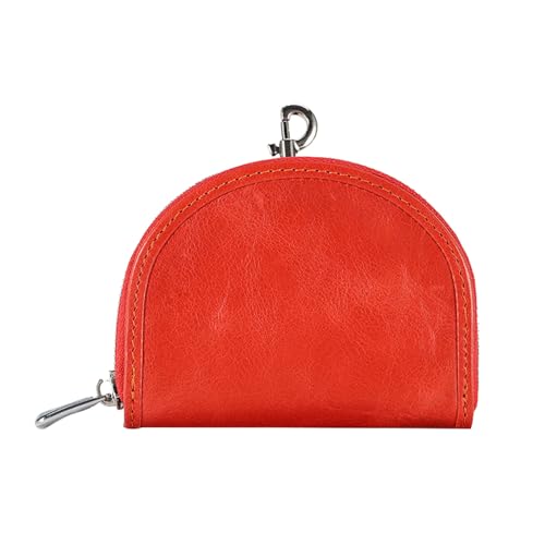 Genuine Leather Coin Purse for Women Semicircle Coin Purse Pouch Large Capacity Coin Pouch Ladies Mini Purse for Shopping, Travel, Birthday Gift (red)
