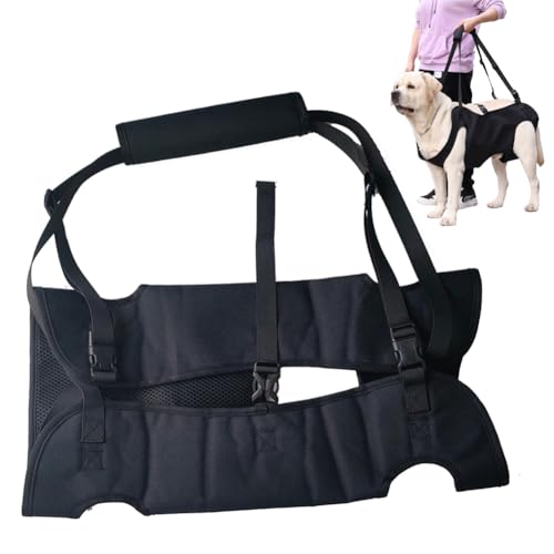 Umllpet Hunde Tragehilfe, Tragehilfe Hund Treppe, Tragbares Hundegeschirr, Verstellbare Gehhilfe für Hunde, Hundtragegurt für Kranke oder ältere Hunden,Ganzkörperhebehilfe für Mittlere Hund(Schwarz,M)
