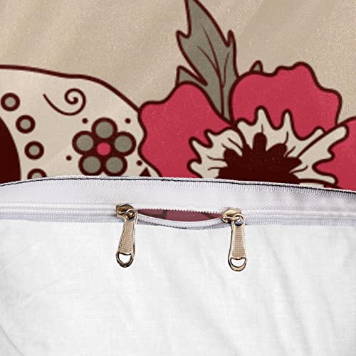 Parure de lit motif tête de mort et fleurs en textile doux imprimé - 7