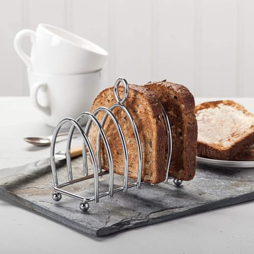 Kilo Victorian Design Chrome 6 Slice Toast Rack with Ball Feet and Loop Carry Handle