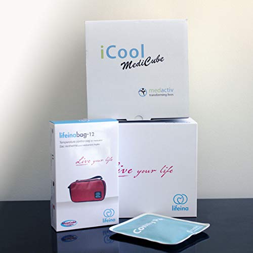 O kit Lifeina para viajar com a doença de Crohn. Transporte os seus medicamentos em aviões, comboios e automóveis. Inclui o frigorífico portátil LifeinaBox, o iCool MediCube e o LifeinaBag12.