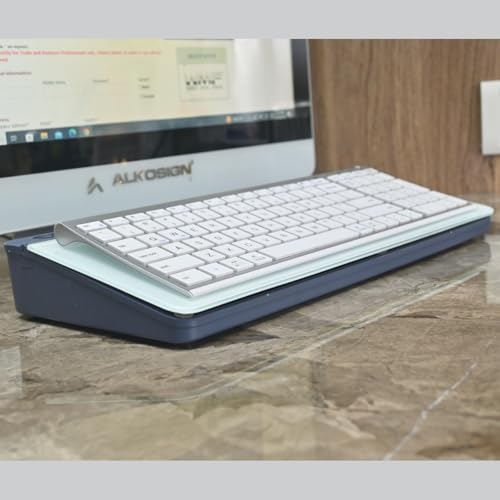 Image of ALKOSIGN Desktop Whiteboard (BLUE) + (1 Marker and 1 Duster) Compartment Stationery Storage with Notepad, Multi-Function Storage Box, Desk Organizer, Glass Writing board Cover