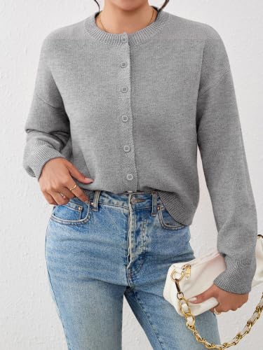 Image of Ibeauti Cropped Cardigan Sweaters for Women 2026 Trendy Spring Y2k Outfit Long Sleeve Button up Open Front Short Knit Sweater