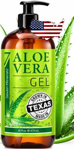 Seven Minerals Aloe Vera Gel from Freshly Cut Organic Aloe - 16oz with Pump