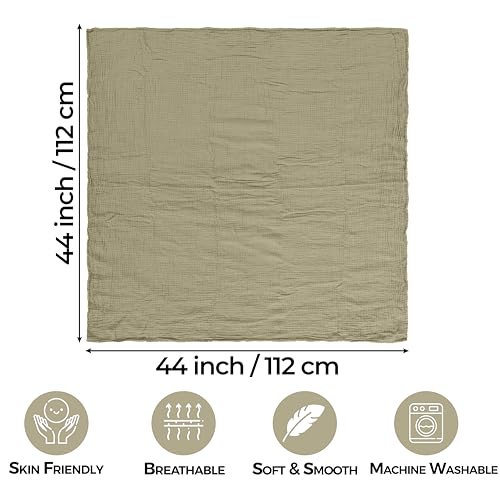 Image of Dreamology Receiving Blanket,Muslin Swaddling Blankets for Newborn Boy,Girl,2 Pack,Soft & Breathable,100% Cotton Swaddle Blanket,Large Baby Swaddle Blanket,44 x 44 inches Muslin Blanket | Olive, Acru