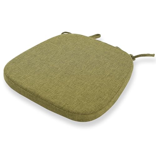 Cojines de espuma viscoelástica para sillas de comedor, antideslizantes, gruesas, 6 unidades, fundas lavables, forma trapezoidal, 41 x 43 cm, ideal para cocina y comedor (verde)