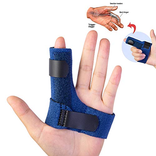 Sumifun Trigger Finger Splint Plus 2 Gel Sleeves, Built-in Aluminium Mallet Finger Brace