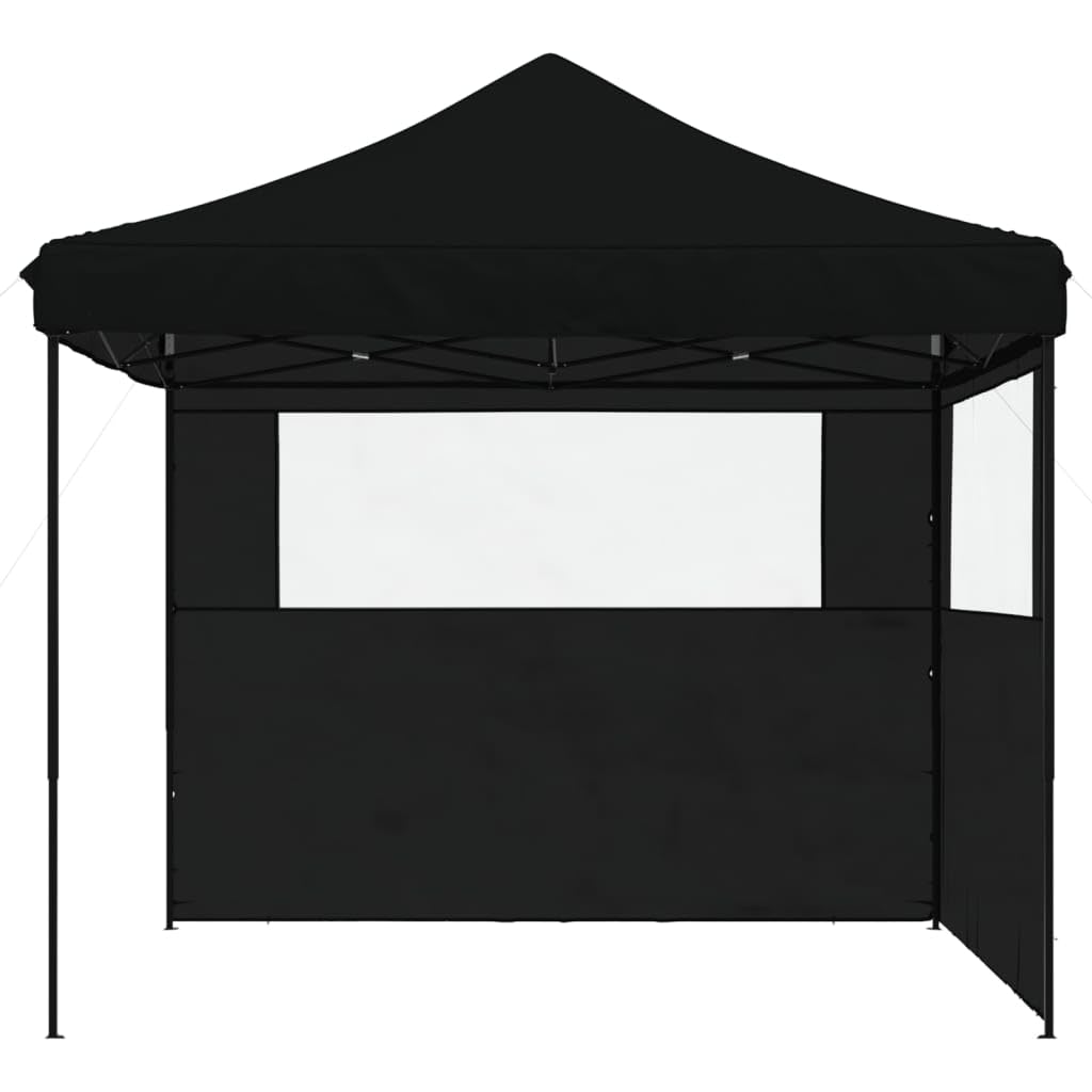 vidaXL Tienda de Fiesta Plegable Pop-Up con 2 Paredes Laterales Negra, Tienda, Tienda de jardín, cenador de Camping, toldo cenador, cenador toldo