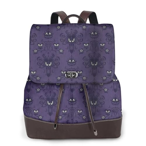 Image of Haunted Mansion Backpack Purse for Women Men Large Womens Backpack Leather Travel Casual Daypack Fashion Backpack Purse Designer Ladies Shoulder Bags