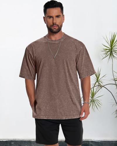 Image of Oversized Tshirts for Men Short Sleeve Vintage Washed Basic Loose Tees 2026