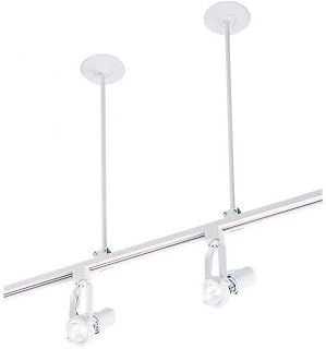 WAC Lighting H-L-J 120V Track 18in Suspension Kit with Power Feed Canopy, Track Clip, and Hollow Power Rod for Track Systems in White