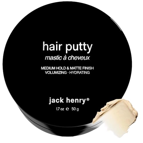 Jack Henry Hair Putty Natural Matte Finish Styling Paste for Men Medium Hold Lightweight Non-Greasy With Mango Butter & Broccoli Seed Oil for Nourishment 1.7 oz