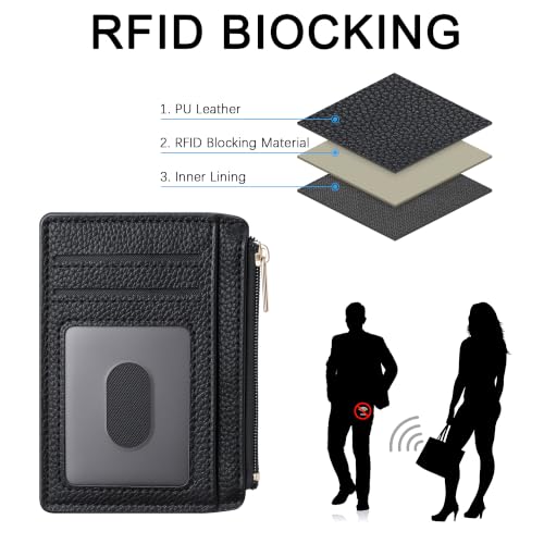 Image of Tipmile Womens Credit Card Holder Wallet, Small Slim RFID Blocking Sleeve | Mini Tiny Cute ID Case, Minimalist Zipper Pocket Wallet, Thin Coin Purse, Mothers Gift