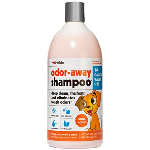 Petkin Odor-Away Shampoo Deep Cleans Freshens and Eliminates Tough Odours Combines Powerful Deodorizing Ingredients to Clean and Freshen Your Pet While Eliminating Tough -1000ml