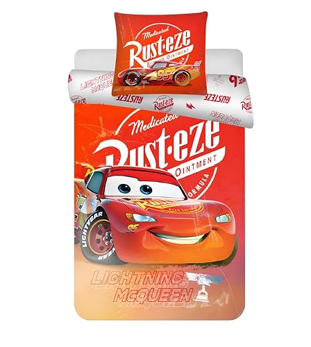 Disney Cars McQueen Bettwäsche-Set für Juniorbett | 100x135 cm Bettbezug...