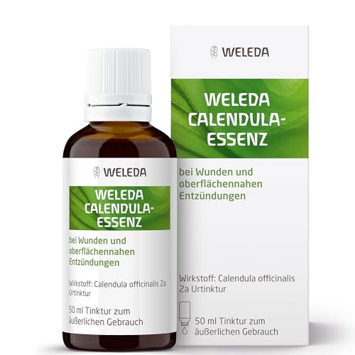 WELEDA Calendula-Essenz 20% Tinktur - Calendula-Essenz zur Wundpflege & Spülungen bei Hautverletzungen - Auch als Mundspülung geeignet - Für Erwachsene Kinder - Ohne Konservierungsstoffe - 50ml