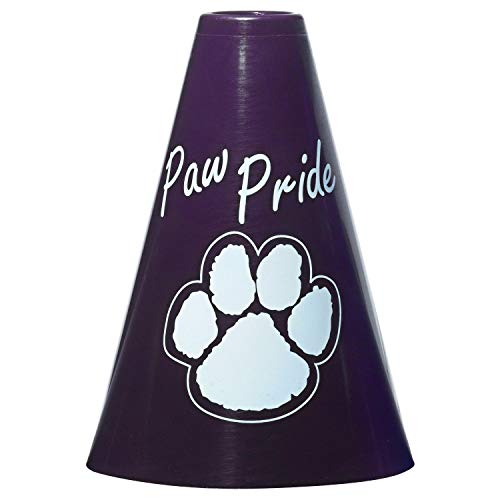 Anderson's Exclusive Purple and White Paw Pride 7" Megaphone Noisemaker Boost School Spirit Cheerleader Sports Football Basketball Homecoming Squad Team Party Dance Club Performance Fan Pack of 10