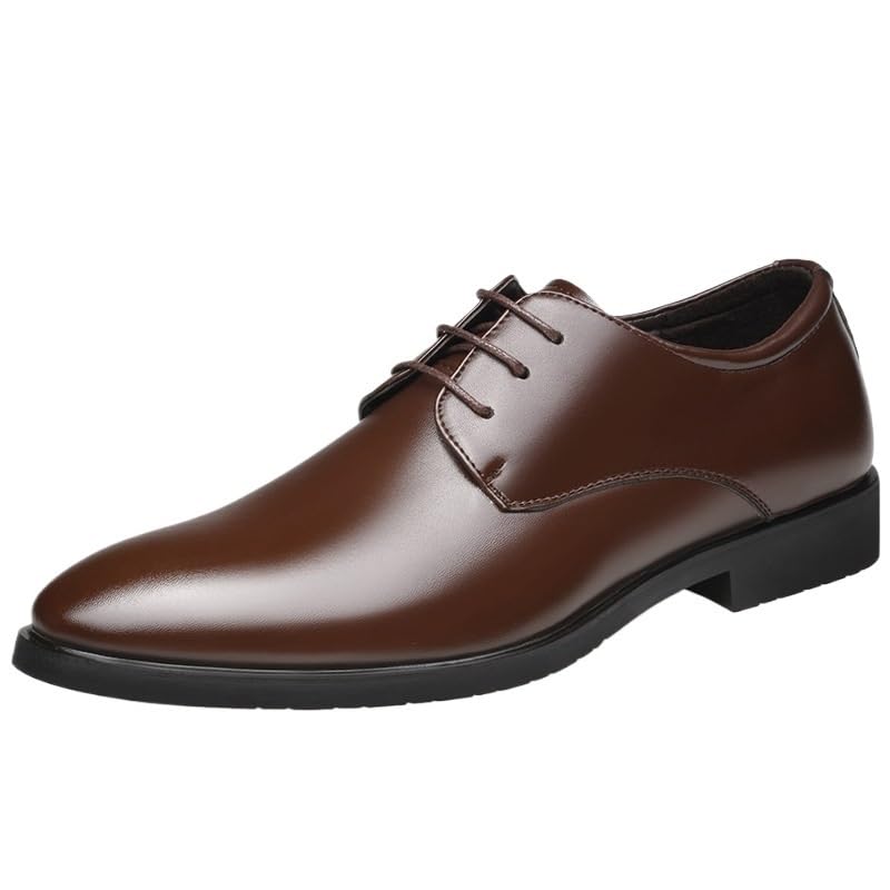 Trendy Genuine Leather Wedding Shoes, Black Party Casual Shoes, Brogue Dress Shoes for Men, Pointed Toe Lace-Up Business Formal Shoes
