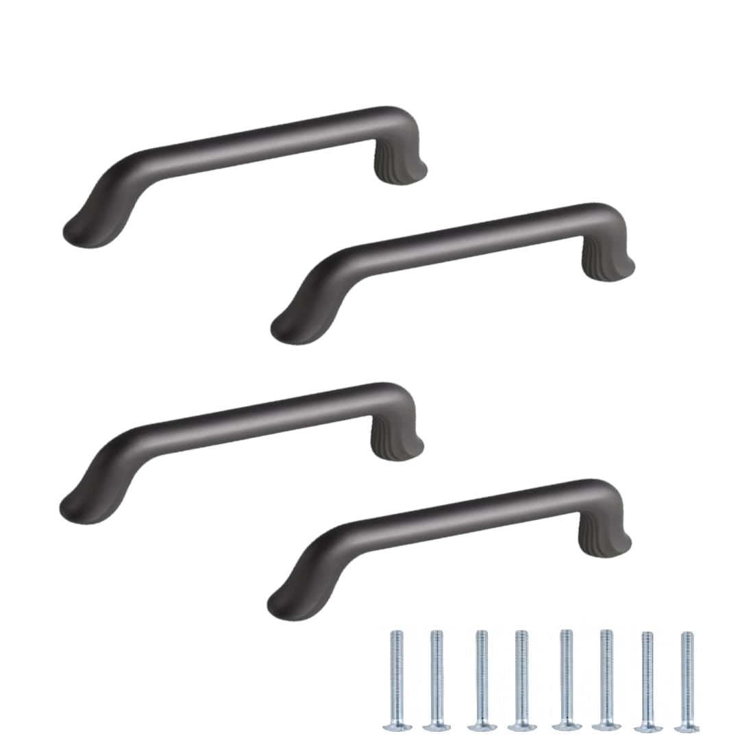 NLQCSXWEP Zinc Alloy Cabinet Bow Handle, Zinc Alloy Cabinet Handles 4 pcs Gray Multiple Sizes Single Hole(8219-96mm)