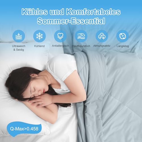 MH MYLUNE HOME Superweiche Kühldecke für Menschen Arc-Chill Q-Max0.43 Cooling Blanket 150x200 Kühlende Bettdecke Sommer Selbstkühlende Decke Leichte Sommerdecke Kühlend Wohndecke (grau, 150 x 200 cm)