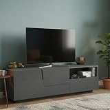 Mobile Porta TV Velio: Credenza Bassa da Soggiorno con 2 Ante e 1 Cassettino Antracite 100% MADE IN ITALY - Design Moderno e Funzionale