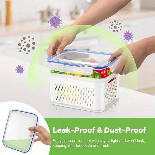 3pcs 4 in 1 Fruit Storage Containers for Fridge with Removable Colanders 3pcs 4 in 1 Fruit Storage Containers for Fridge with Removable Colanders - Image 4