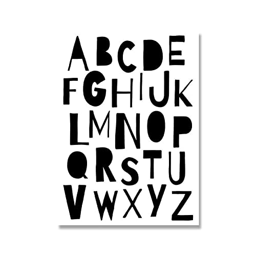Nursery alphabet poster noir et blanc 50x70 cm pour murale scandinave