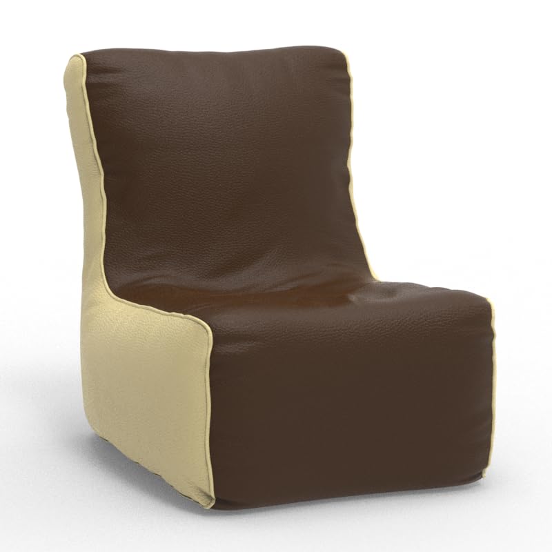 Image of Biggie Bean Bag 2XL Bean Bag Chair with Beans Filled-Perfect for Living Room,Bedroom,Study-Sale Design(Regular-Brown Cream)-Faux Leather