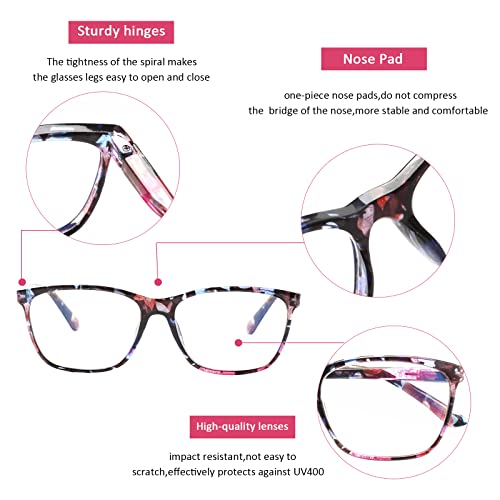 Image of Henotin 6 Pack Ladies Reading Glasses Blue Light Blocking Spring Hinge Readers Anti Eyestrain Computer Eyeglasses (Multicolor-2, 1.25, multiplier x)