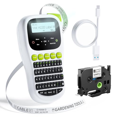 Vixic Label Maker Machine with-Tape, H1100 Handheld Label Maker Waterproof-Labels Portable Labeler...