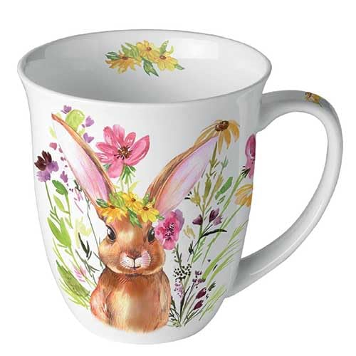 Ambiente Kaffeetasse „hello Spring“ – 0,4 L, Aus Fine Bone China Porzellan, Mikrowellengeeignet