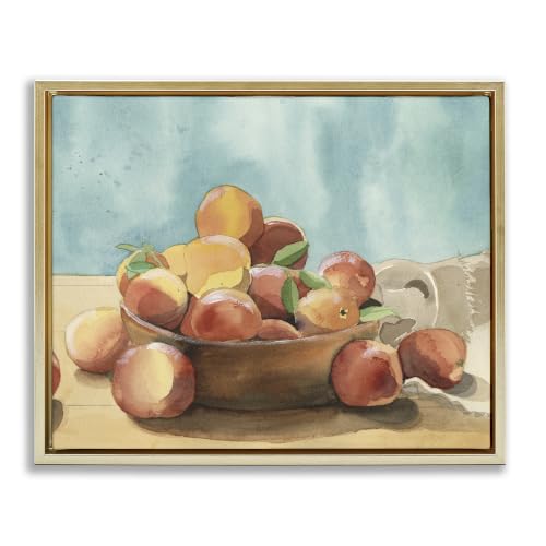 Kitchen Peaches Still Life, 17 x 21 Inch Canvas in Floater Frame