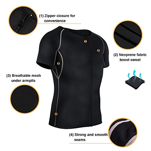 image for TAILONG Neoprene Sweat Suit Weight Loss Shirt Men Exercise Clothes Sau