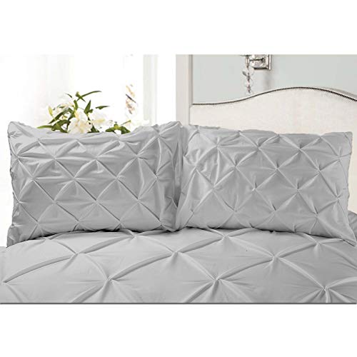 Saferay Green Pinch Pleated Pillow Sham Set of 2, Standard 20x26 Silver