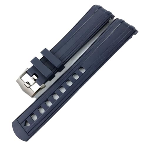 Bracelet montre caoutchouc silicone fluoré 20mm bleu silver étanche Seamaster