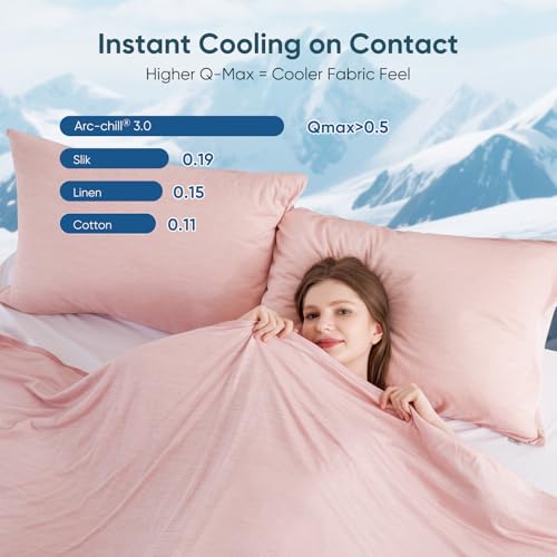 Image of Elegear Arc-Chill 3.0 Cooling Blanket for Hot Sleepers, Twin Size, Pink | Q-Max>0.5 Cooling Fabric, Absorbs Heat to Keep Body Cool, Breathable Summer Blankets for Night Sweats & Menopause, 59 inchx79 inch